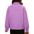 thumbnail image 4 of Women's Boyfriend Style Denim Jacket Casual Versatile Relaxed Fashion Outerwear Purple XL, 4 of 4