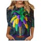 thumbnail image 2 of RKSTN Mardi Gras 3/4 Sleeve T Shirts for Women Top Oversized Crewneck Carnival Mask Print 3/4 Length Sleeve Shirt Womens Casual Round Neck Mask Tuesday Carnival Party Three Quarter Sleeve Tee Shirt, 2 of 5