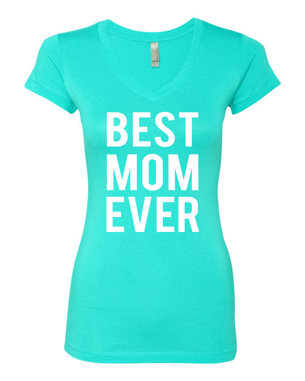 Wild Bobby, Best Mom Ever Mothers Day Gift, Mother's Day, Women Junior Fit V-Neck Tee, Tahiti Blue, X-Large - image 2 of 3