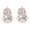 thumbnail image 1 of 2X 3V Interruptor de Boton Pulsador Boton del Timbre de Puerta Azul LED 12 mm Plata, 1 of 5