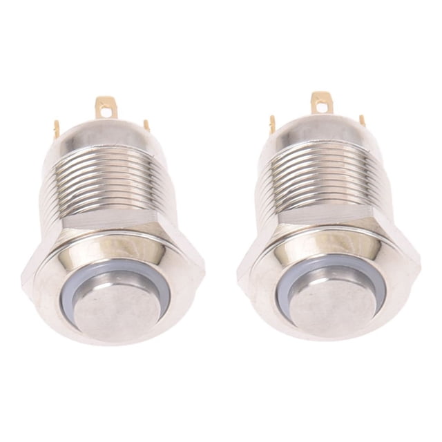 2X 3V Interruptor de Boton Pulsador Boton del Timbre de Puerta Azul LED 12 mm Plata