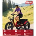 thumbnail image 4 of Broobey Electric Tricycles 7 Speed 3 Wheel Electric Bicycle with 48V15Ah 20*4.0" Fat Tire Large Basket for Adults 500W Power Motor Red, 4 of 8