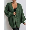 thumbnail image 2 of Women'S 2025 Autumn and Winter Oversized Cardigan Sweater Soft Knit Cardigan Front Button Coat Green XL, 2 of 4