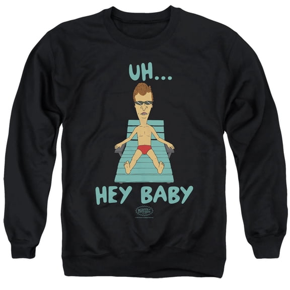 Beavis And Butthead Uh Hey Baby Unisex Adult Crewneck Sweatshirt (Large) Black