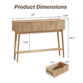 thumbnail image 5 of Console Table with Solid Wood Legs, Boho Modern Entryway Table with Storage Drawers, Fluted Narrow Sofa Table for Hallway,Living Room, Light Oak, 5 of 8