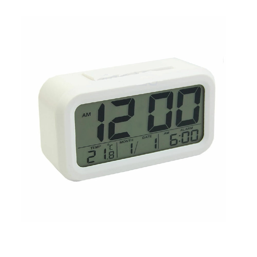 Digital Snooze LED Alarm Clock WHITE