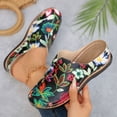 thumbnail image 5 of Pandaie Closed Toe Clogs for Women Flower Print Low Wedge Slip on Mules Shoes Comfortable Backless Dressy Walking Slides Size 6-10, 5 of 8