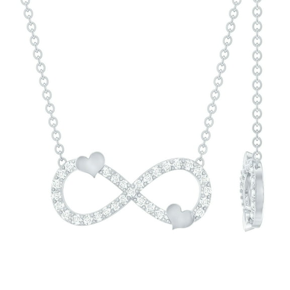 Rosec Jewels Lab Grown Diamond Infinity Necklace with Heart - EF-VS Grade Diamond Necklace for Anniversary, 925 Sterling Silver