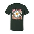 thumbnail image 2 of Wild Bobby Retro Better Together Daisy Smiley Face Checkered Background Vintage Men Tee, Forest Green, 3X-Large, 2 of 6