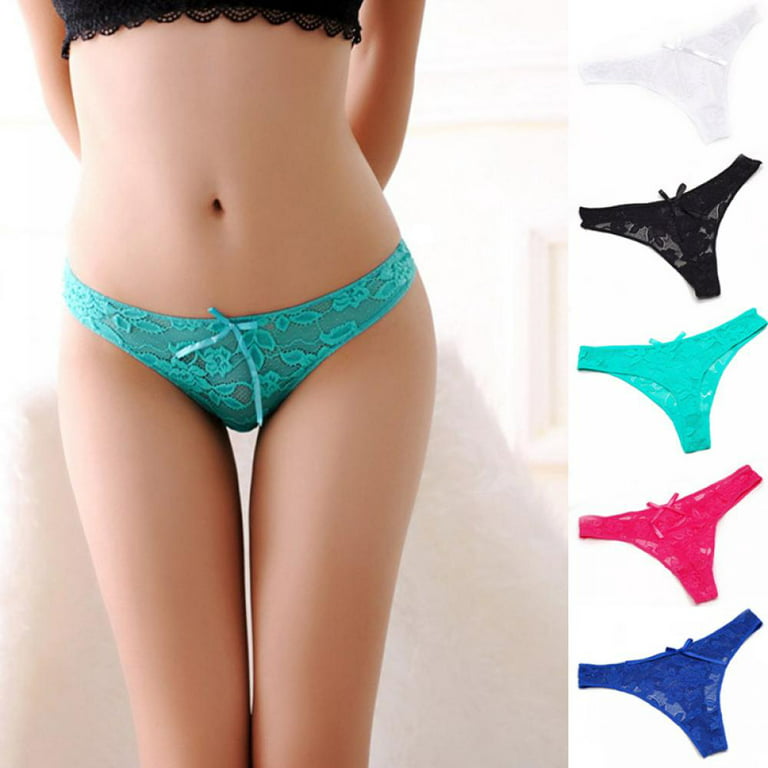 Pretty Comy Women Bow G-String UnderPanty Sexy Low-waist Briefs Ultra-thin  Seamless Lace Thongs -1Pack