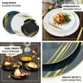thumbnail image 4 of Efavormart 10 Pack | Navy Blue And Gold Brush Stroked 7" Round Plastic Dessert Plates, Disposable Appetizer Salad Party Plates, 4 of 5