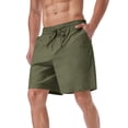 thumbnail image 6 of Iceglad Mens Cotton Linen Shorts Stretch Summer Beach Shorts Casual Drawstring 7inch Inseam Shorts, 6 of 8