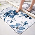 thumbnail image 4 of Blue Floral Bathroom Rug Sets 2 Piece, Absorbent Bath Mats for Floor, Watercolor Ink Flowers Bath Rugs for Bedroom, Front Door, Kitchen, Modern White Bathroom Decor, 17.3"x 30" +17.3"x 47", 4 of 6
