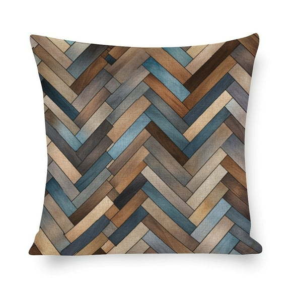 Decorative Pillows for Couch Herringbone Pattern in Blue Brown Grey Pillow Protector 24"x24" Simple Repeat Regular Classic Farmhouse Pillow Covers for Living Room Bedroom