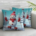 thumbnail image 3 of GOSMITH  Christmas Pillow Sham, Snow Covered Mountain with Fir Trees and Skiing Snowman Fun Holiday Activity, Decorative Standard Size Printed Pillowcase, White Teal, 3 of 5