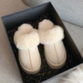 thumbnail image 2 of Zapatillas de piel para mujer, sandalias de felpa de invierno, deslizantes de plataforma de lujo, suela gruesa de diseñador, zapatos de algodón para el hogar, 2 of 4