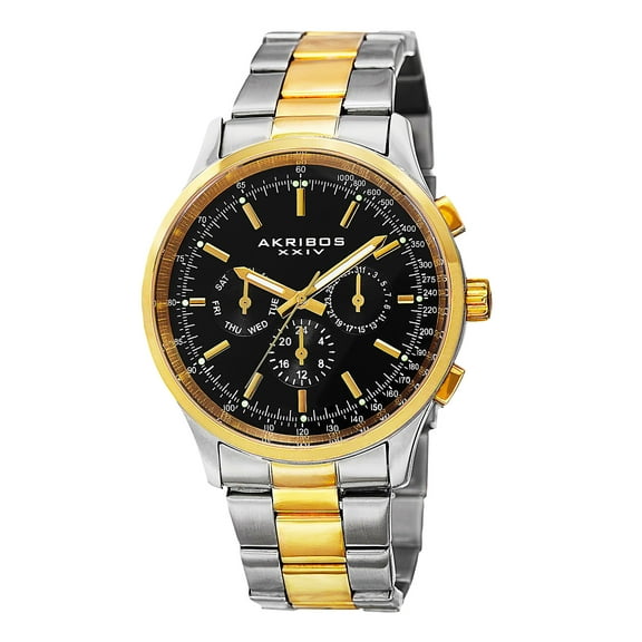 Men's Swiss Quartz Dual Time Tachymeter Stainless Steel Two-Tone Bracelet Watch