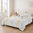 thumbnail image 2 of Twin XL Quilt Set 68''x98'', Yellow Grey Lightweight Summer Bedspread Coverlet Set with 2 Pillow Shams, Pastoral Botanical Branch Breathable All Season Quilt Bedding for Dorm/Guest Room, 2 of 9