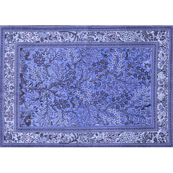 Ahgly Company Indoor Rectangle Animal Blue Traditional Area Rugs, 4' x 6'