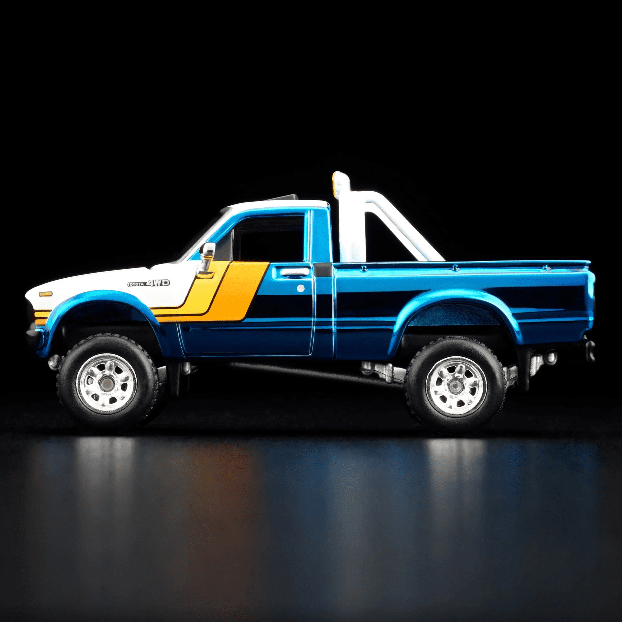 Hot Wheels RLC ’81 Toyota SR5 4WD Pickup Truck – 1:64 Premium Die-Cast, Spectraflame Ice Blue, Opening Hood & Tailgate, Real Riders Off-Road Wheels, Collector Exclusive