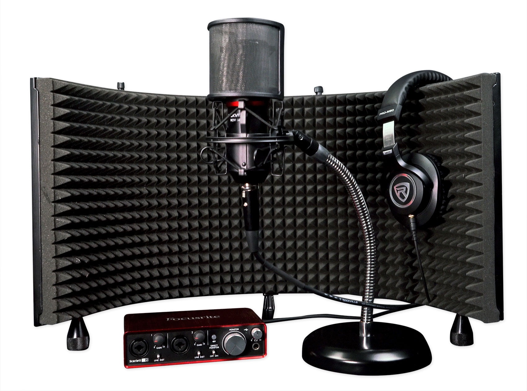 Rockville RDMS6 Studio Desktop Mic Stand w 11.8" Gooseneck+Round Weighted Base