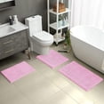 thumbnail image 2 of 3 Pieces Bathroom Rugs, Ultra Soft Non Slip Absorbent Chenille Toilet Bath Mat Set (Pink), 2 of 6