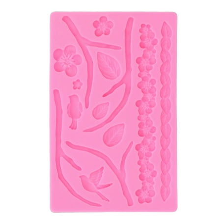 

Flower And Leaf Silicone Forest Theme Bird Branch Fondant DIY Chocolate Cake Baking Tray For Cupcake Decor