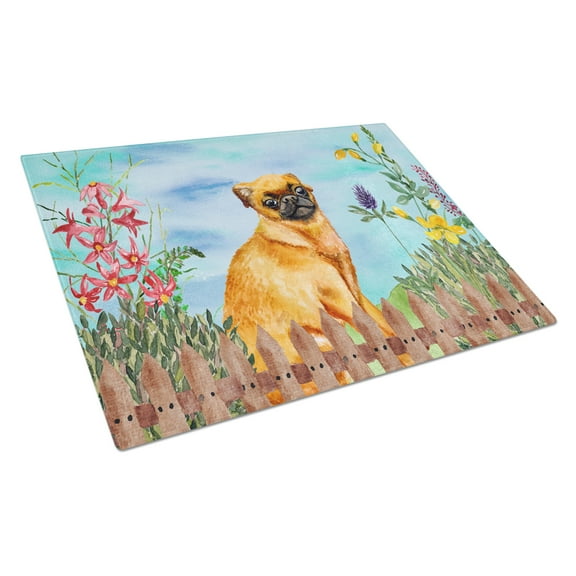 Caroline's Treasures Small Brabant Griffon Spring Glass Cutting Board Large