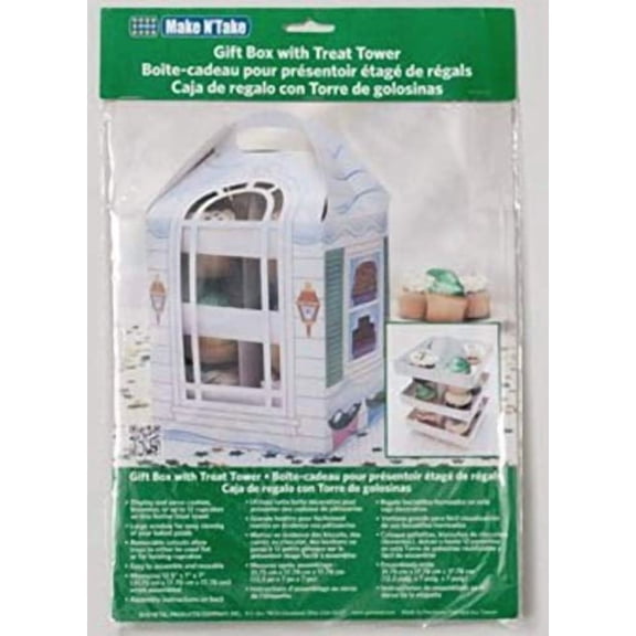 Gift Box with Treat Tower Holds 12 Cupcakes