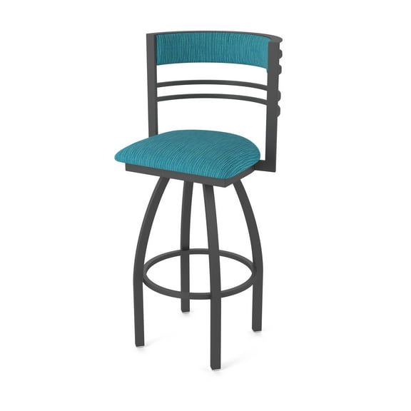 860 Hunter 30" Swivel Bar Stool with Pewter Finish and Graph Tidal Seat and Back
