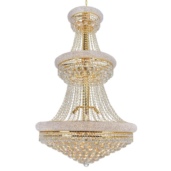 CWI Lighting Empire 32 Light Down Transitional Metal Chandelier in Gold