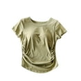 thumbnail image 5 of ZyeKqe Pajamas Tops for Women Built in Bra Short Sleeve Shirts Round Neck T Shirts Soft Comfy Loungewear, 5 of 6