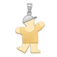 thumbnail image 1 of FB Jewels 14K Two Tone Gold Large Boy w/Hat on Left Engravable Charm, 1 of 4
