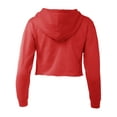 thumbnail image 3 of A2Y Women's Solid Cropped Cut Off Hooded Pullover Sweatshirt Red M, 3 of 5