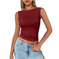 thumbnail image 2 of Women's Basic Tank Top Crew Neck Sleeveless Camisole Shirts Wine L, 2 of 6