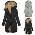 thumbnail image 4 of Dezsed Women's Winter Thicken Jacket Women's FALL And Winter Clothing, Solid Color Hooded Plush Cotton Black XXL, 4 of 4