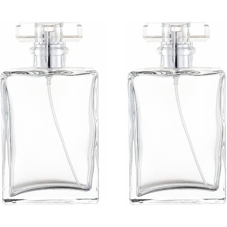2 Pack 100ml Clear Thick Glass Perfume Atomizer,Empty Refillable Perfume Bottle for Men and Women,Portable Fine Mist Bottle Dispenser for Travel ()