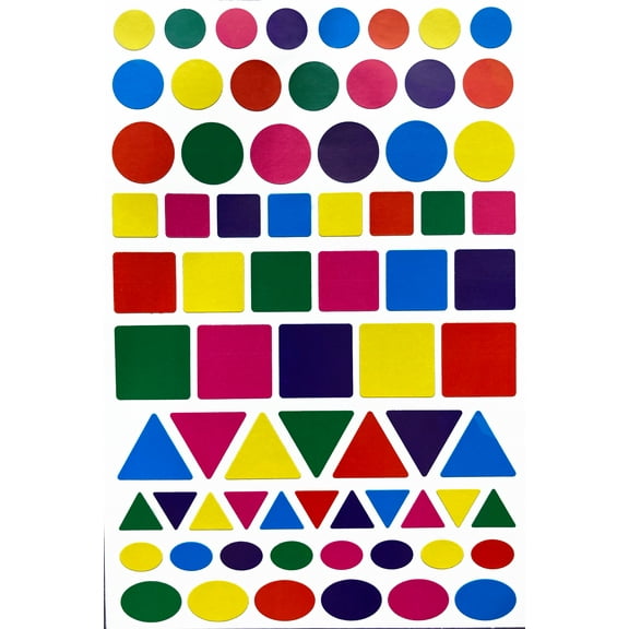 Royal Green Multicolor Stickers Shapes Triangles, Circles, and Squares - 360 Pack