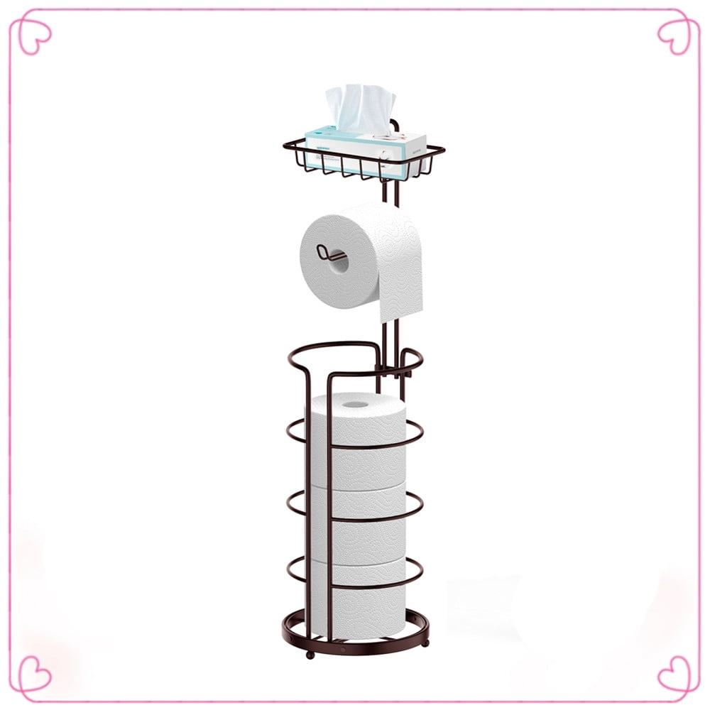 Bronze Freestanding Toilet Paper Holder with Storage Shelf
