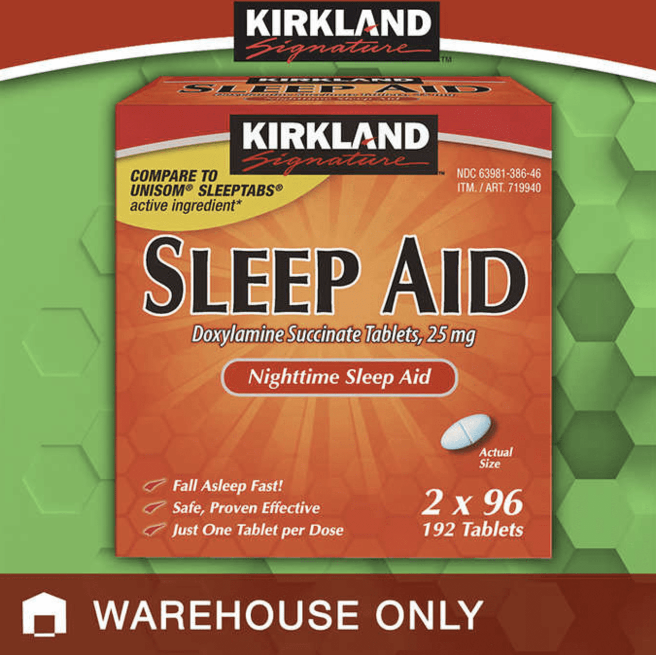 Kirkland Signature Sleep Aid 25 mg - 192 Tablets 