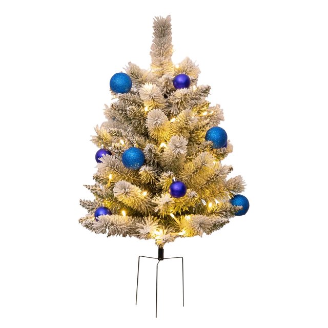 Relleno de maceta navideña artificial - Decoraciones navideñas para macetas - Maceta navideña LED para exteriores con luces preiluminadas - Plantar árboles de Navidad en el patio