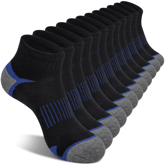 Smilooen 6 Pairs Mens Socks Running Ankle Socks Low Cut Cushioned Breathable Athletic Socks for Men