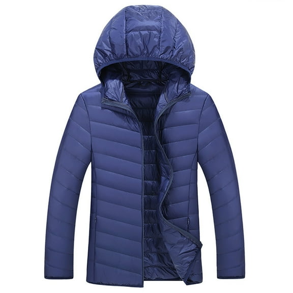 Daznico Jackets for Men,Lightweight Winter Jacket Warm Quilted Padded Coat for Cold Weather Windproof Outdoor Insulated with Hood,Mens Winter Coats,Size:3XL