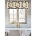 thumbnail image 6 of Curtain Valance for Windows, Spring Watercolor Flower on Linen Kitchen Valances Rod Pocket Short Curtains, Welcome Text Black Checker Window Valance for Bedroom Bathroom Living room 60x14in, 6 of 9