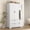 White, variant on Noble House 4 Doors Wardrobe Closet with Mirror, LED Light and Drawers, Black