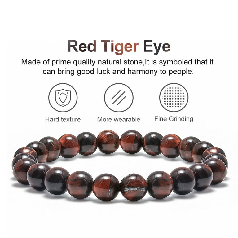 Men's Red Tiger Eye Beaded Bracelet | Red Gemstones Bead Bracelet