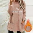 thumbnail image 2 of Feancey No,I'm No Freezing Sweatshirt for Women Winter Fuzzy Fleece Warm Pullover Tops Sherpa Thermal Loungewear Furry Casual Pajamas with Pockets Pink S, 2 of 5