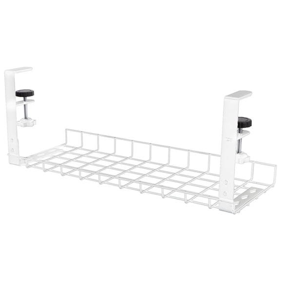 OATIPHO White Under Desk Cable Storage Rack for Organizing Power Cords and Adapters