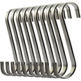 thumbnail image 1 of Juego de 10 ganchos en forma de S de acero inoxidable para colgar utensilios de cocina o carniceros JM, 1 of 5