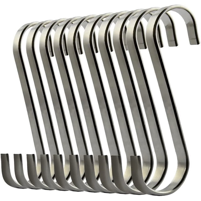 Juego de 10 ganchos en forma de S de acero inoxidable para colgar utensilios de cocina o carniceros JM